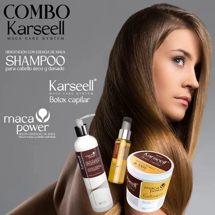 🌟 Combo Karseell: Shampoo + Botox Capilar + Aceite de Argán — Cabello reparado al instante 🌟